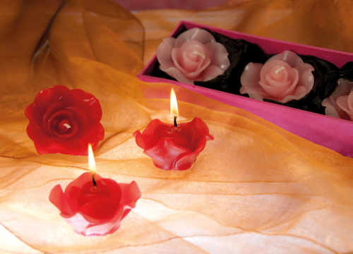 Set aus 3 Kerzen rosa